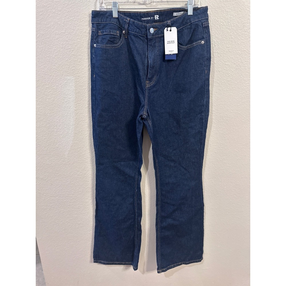 Forever 21 Mid Rise Bootcut Jeans Dark Wash Women's Size 31 Premium Denim
